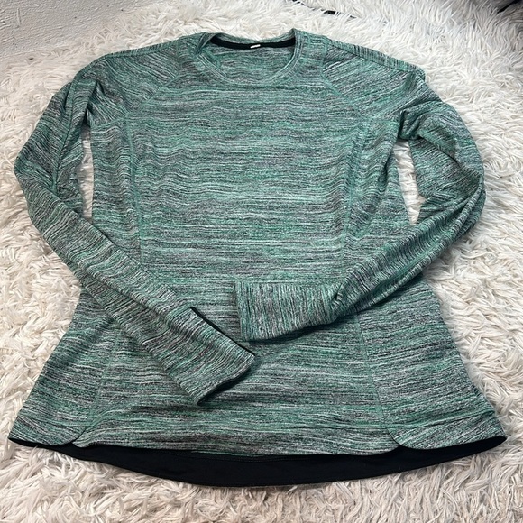 Lululemon Runderful Long Sleeve Space Dye Camo Forage Teal Black / Black - Picture 1 of 5